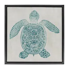 Stupell Industries Mediterranean Patterned Turtle Floating Frame By Hannah Dawson