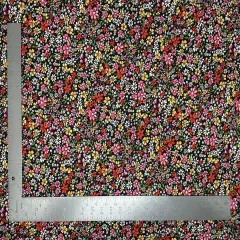 1 Yard Textured 4x2 Brushed Rib Knit Fabric Black Floral Stretch Material 58"-60" Wide