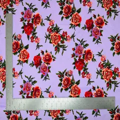 1 Yard Techno Crepe Knit Floral Print Fabric Soft Stretch 58"-60" Width Lavender