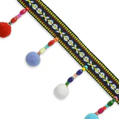 5 Yards of Kaspar Beaded Pom Pom Fringe Trim | 5 yard cut