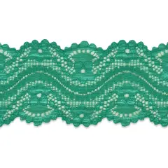 5 Yards of Cora 2 1/4"Stretch Raschel Lace Trim | 5 yard cut Green