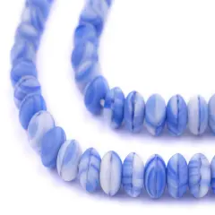 The Bead Chest Blue & White Binta Banji Kakamba Beads (5x8mm)