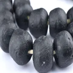 Jumbo Recycled Glass Beads, 21&ndash;25mm &ndash; African Sea Glass for Wall Hangings, Coffee Table Decor, Shelf Styling, and Home Accents &ndash; (Black) &ndash; The Bead Chest
