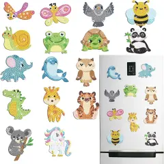 16 Pcs Diamond Painting Magnets Spring Diamond Art Magnet Kits for Adults Animals Rhinestones Refrigerator Stickers for Fridge DIY Crafts Toy Gifts