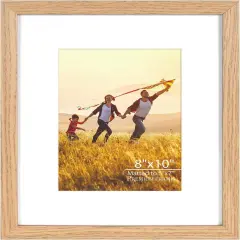 8x10 Picture Photo Frame, Oak Photo Frame Display 5x7 Pictures With Mat, 8by10 Picture Frames