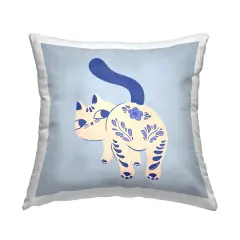 Stupell Industries Purrcelin Patterned Cat Decorative Printed Throw Pillow Design by Carrie Cantwell, 18 x 7 x 18