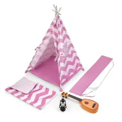 Badger Basket Camping Adventures Doll Tent Set with Accessories - Lavender/White