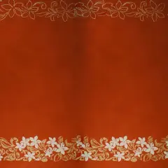 1 Yard Tiare & Swirls Double Border Glitter Polyester Fabric, 36in L x 60in W Premium Textile Orange