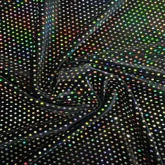1 Yard Glued Hologram Sequin Stretch Velvet Fabric 60 Inches Width Black Silver