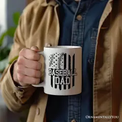 Baseball Dad Mug, Patriotic Gift for Sports Fathers