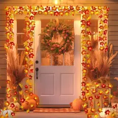 Fall Decor Multicolored Maple Leaf Lights, 10Ft 20LED Lights Battery Operated