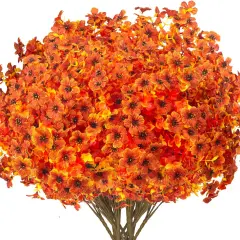 16 Bundles Artificial Fall Flowers for Outdoors