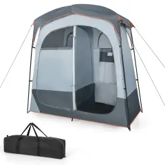 Goplus 2 Room Shower Tent Oversize Privacy Shelter Portable Dressing Toilet Outdoor Gray/Blue/Brown