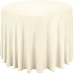 Durable 120-Inch Round Ivory Tablecloth &ndash; Wrinkle-Resistant Polyester for Formal Events