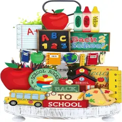25 Pcs Back to School Tiered Tray Decor Set
