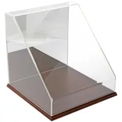Plymor Clear Acrylic Slanted Front Display Case, 12" x 12" x 12" Hardwood (Mirrored)