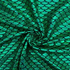 1 Yard Green Mermaid Print Spandex Fabric Four Way Stretch Activewear Swimwear Costume Leggings Material 58/60 Inch Width