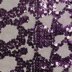 1 Yard Black/Purple Rebel Stretch Mesh Sequin Fabric 2-Way Stretch Polyester Spandex Mesh 55" Width