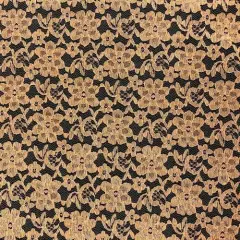 1 Yard Gold Raschel Lace Fabric 100% Polyester, 60" Wide French Floral for Dresses & Decor