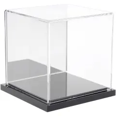 Plymor Clear Acrylic Display Case, 4" x 4" x 4" Black (Mirrored)