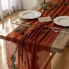 Table Runner Cheesecloth - Rustic Burnt Orange