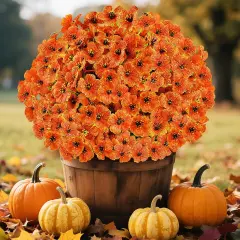 24 Bundles Artificial Fall Flowers for Outdoors