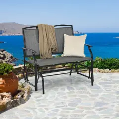 Costway Patio Glider Rocking Bench Double 2 Person Chair Loveseat Garden Grey\Black