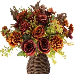 4 Bundles Autumn Faux Flower Arrangements