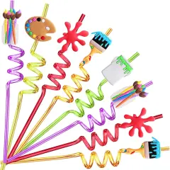 25 Reusable Art Painting Straws for Sip and Paint Brushes