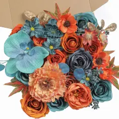 Blue Orange Fall Artificial Flowers