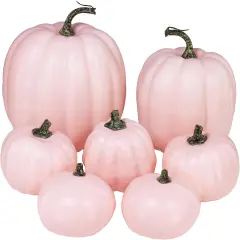 7 Pcs Pale Pink Pumpkins for Fall - Light Pink