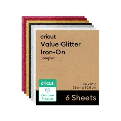 Cricut Value Glitter Iron-On, Party Sampler - 10 in x 12 in (6 ct)