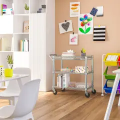 Seville Classics 3-Tier NSF Heavy-Duty Utility Cart, 34.6" W x 18.25" D x 33.8" H