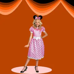 Girls Pink Minnie Mouse Costume Polka Dot Dress with Headband Toddler