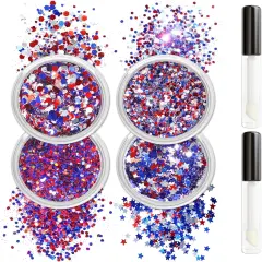 Chunky Body Glitter 4 Colors Cosmetic Patriotic Face Glitter Independence Day