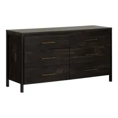 Engineered Wood Modern 6-Drawer Double Dresser with Smooth Glides Java