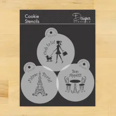 I Love Paris Cookie Stencil Set | C882 by Designer Stencils | Cookie Decorating Tools |