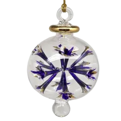 Blown Glass Pierced Starburst Ornament - Purple