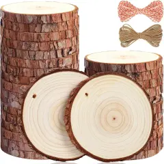 Natural Wood Slices - 30 Pcs 3.5-4 inches Craft Unfinished Wood kit