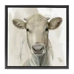 Stupell Industries Monochrome Cattle Face Portrait Floating Frame By Grace Popp