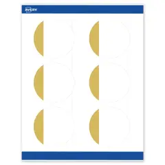 Avery Printable Round Labels, Gold-Dipped Edge, 3" Diameter, Matte White Round Labels, Permanent, Laser/Inkjet, 60ct, Great for Product Labels
