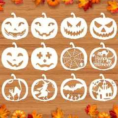 12 PCS Halloween Pumpkin Stencils - 8 Inch