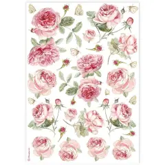 Stamperia Rice Paper Sheet A4-English Roses Pattern