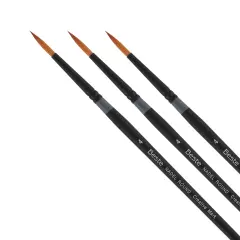 Creative Mark Beste Golden Taklon Nadel Round #4 - 3 Pack Artist Brush, Professional Watercolor Brushes, For Acrylic Painting, Short Handle, Sharp Edges, Hand-Tied & Shaped