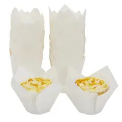 100-Pack White Tulip Cupcake Liners for Wedding, Birthday Party, Parchment Paper Baking Cups and Muffin Wrappers for Baby Shower, Tea Party Decorations (2.2x3.15 in)