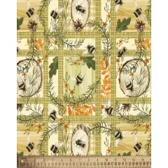 Wild Bees Patchwork Cotton Fabric | By the Yard | Sewing and Crafting | 44 inches wide