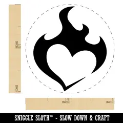 Flaming Heart Burn Fire Passion Love Hot Heat Romance Self-Inking Rubber Stamp Brown