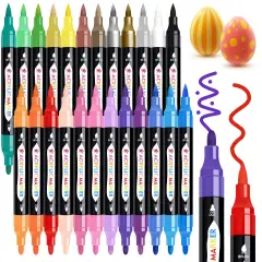 TBC The Best Crafts 24 Colors Dual Tip Acrylic Paint Markers,Waterproof, Non-Toxic, odorless, Suitable for Paper, Pottery, Stones, Backpacks, Glass