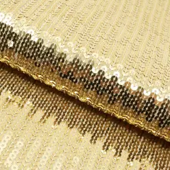 1 Yard Flounce Fringe Stretch Mesh Sequin Fabric Gold