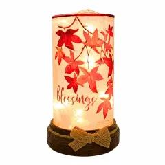 Stony Creek 8.25 In Share The Blessings Hurricane Thanksgiving Lighted Glass Accent , Thanksgiving Decor Pre-Lit Resin Base BLESSINGS